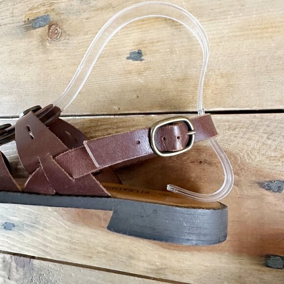 The Leather Collection Flat Sandals Buckle 6.5 Brown Gladiator - Picture 7 of 7